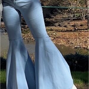 SHEIN Women’s Extreme Flare Bell Bottom blue Jeans Light Wash Denim - Size L